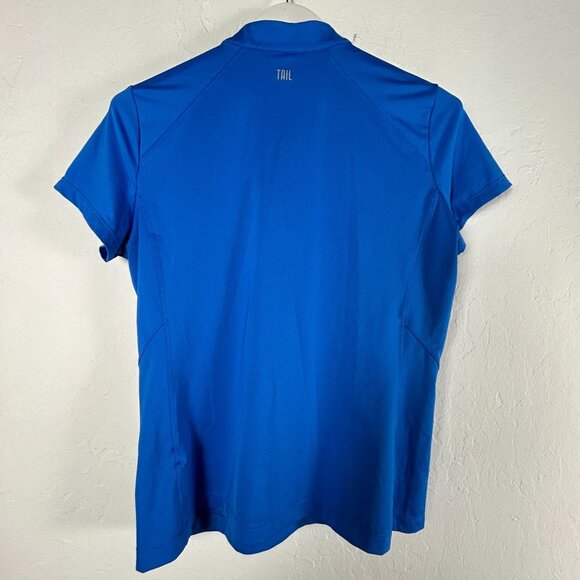 Tail Womens Blue Short Sleeve 1/4 Zip Golf Polo Shirt Tehama Logo Large Stretch - Picture 2 of 9